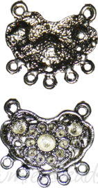 04155 Tussenstuk ornament Antiek zilver (Nikkelvrij) 25mmx25mmx2mm; oog 2mm 6 stuks