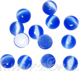 01478 Tijgeroog cabochon Licht blauw 6mm ±13 stuks