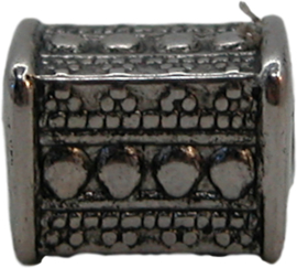 02036 Kraal rechthoek (metallook) Antiek zilver (nikkelvrij) 11mmx8mm 7 stuks