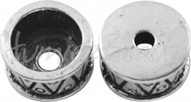 01641 Eindkap trommel Antiek zilver (Nikkelvrij) 15mmx8mm  3 stuks