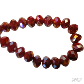 05431 Glaskraal streng (±35cm) rondel (±175pcs) Wine red 2x2,5mm; gat 0,8mm 1 streng