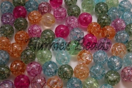 00023 Acryl Crackle kraal Mix color 14mm; gat 2mm 25 stuks