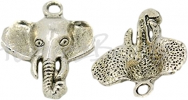 03242 Bedel hoofd olifant Antiek zilver (Nikkelvrij) 25mmx21mm 4 stuks