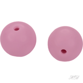 04808 Siliconenkraal Rond Licht roze 15mm; gat 2mm 6 stuks