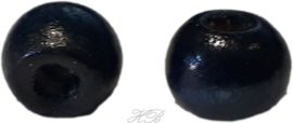 02876 Houten kraal  Donker blauw 10x9mm; gat ±3mm ±60 stuks