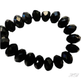 05427 Glaskraal streng (±40cm) rondel (±200pcs) Black Quartz 2x2,5mm; gat 0,8mm 1 streng