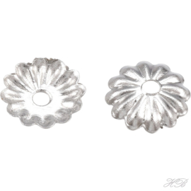 05484 Kralenkap Filigraan bloem Metaalkleurig (Nikkelvrij) 6x1mm; gat 1mm ±50 stuks