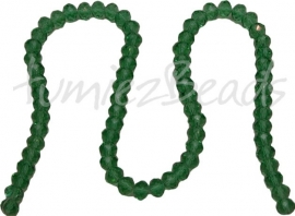 01437 Glaskraal imitatie swarovski faceted Abacus streng (±20cm) Groen 6mmx8mm 1 streng