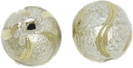 01254 Stardust kraal  Zilver- goudkleurig (Nikkelvrij) 13mmx13mm; gat 1,5mm 3 stuks