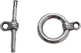 01870 Kapittelslot zeemansknoop enkel Antiek zilver (nikkelvrij) 17mmx15mm 6 stuks