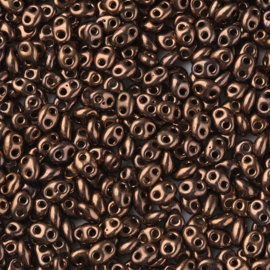 03618 Duo-bead (Tsjechisch) Coconut brown   5x3,5x2,5mm; gat 0,9mm ±5 gram