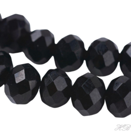 05134 Glaskraal imitatie Swarovski streng (±40cm) Rondel facet Jet   3,5x4,5mm; gat 1mm 1 streng