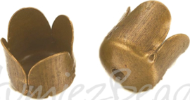 03599 Eindkap tulp Antiek brons (Nikkelvrij) 7mmx6,5mm; gat 6mm 12 stuks
