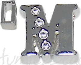04248 Schuifkraal Letter M Metaalkleurig (Nikkelvrij) 9mmx10mm; gat 6,5mmx3,5mm 1 stuks