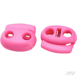 04455 Plastic slotje 2-gaats Hard roze 17,5x19,5x7,5mm; gat 4,5mm 3 stuks