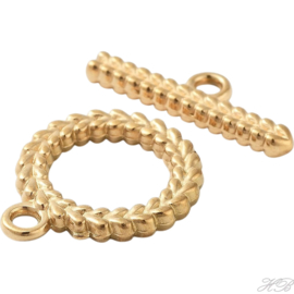 03905 Kapittelslot Krans Goudkleurig (18k) (304 stainless steel)  19x16x2mm; bar 21x6,5mm; gat 2mm 1 stuks