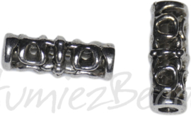 00350 Schlauch korne open gewerkt Antiksilber 18mmx7,5mm; loch 3mm  4 Stück