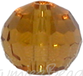 01123 Glaskraal imitatie swarovski 5000 Topaz 8mm 7 stuks