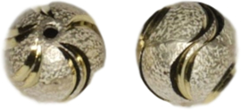 02646 Stardust kraal  Zilver- goudkleurig (Nikkelvrij) 13mmx13mm; gat 1,5mm 3 stuks