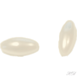 05470 Glasparel (Japans) ovaal Creme 6x3mm; gat 1mm ±60 stuks