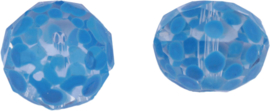 00638 Glaskraal Rondel handgeschilderd Transparant blauw 12mmx16mm; gat 1mm 1 stuks