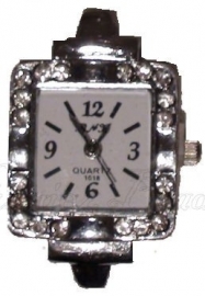 02158 Horloge bling Metaalkleurig/Chrystal  1 stuks