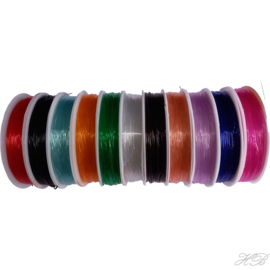 E-0838 Elastiek 11 rollen Mix color 0,8mm ±9 Meter