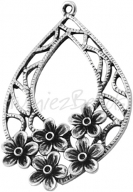 00796 Anhänger drop blume Antiksilber (Nickelfrei) 49mmx31mm 1 stück