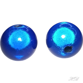 04699 Acryl kraal Miracle Donker blauw  12mm; gat 1mm 6 stuks