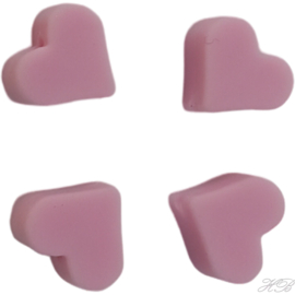 01897 Siliconenkraal Hart Licht roze 15mm; gat 2mm 4 stuks