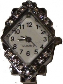 00129 Horloge bling Metaalkleurig/Chrystal  1 stuks