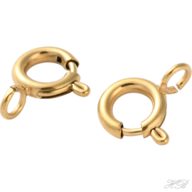 00807 Veerslotje  Goudkleurig (IP) 304 stainless steel  8,5x7x1,5mm; gat 1,6mm 2 stuks