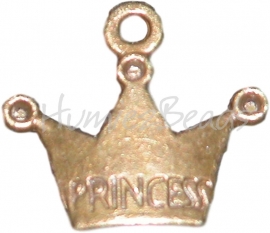 00371 Hanger kroon princes Antiek brons 19mmx17mm 3 stuks