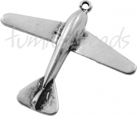 01364 Hanger vliegtuig Antiek zilver (Nikkel vrij) 44mmx51mmx5mm 1 stuks