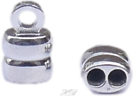 01804 Endkappe Dubbel Stainless steel Nickelfarbe 14x8x6mm; loch 3mm  1 Stück