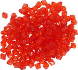 03950 Acryl kraal facet bicone Rood 6mmx6mm 20gram