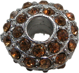 01851 Rondel Rhinestone Metaalkleurig / Topaz 8mmx16mm