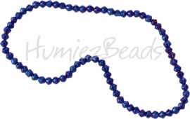 04007 Glaskraal Bicone streng ±25cm Blue Plated 4mm  1 streng