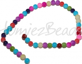 00467 Glaskraal rond streng ±40cm Mix color 8mm 1 streng