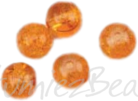 04206 Crackle kraal rond Oranje 8mm; gat 1mm ±20 stuks