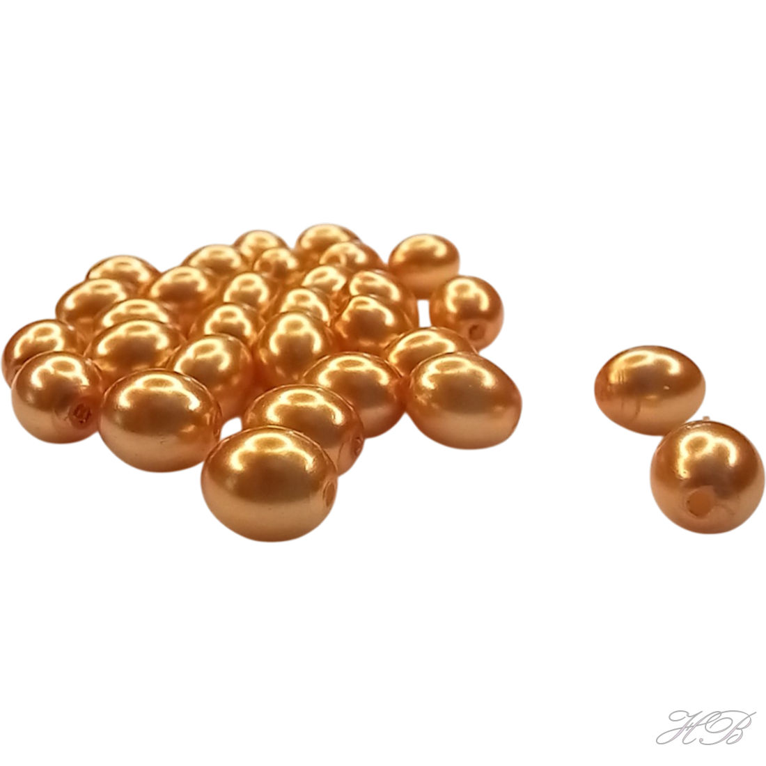 04871 Glasparel Rijstkorrel Oranje~goud   6x5mm; gat 1mm ±30 stuks