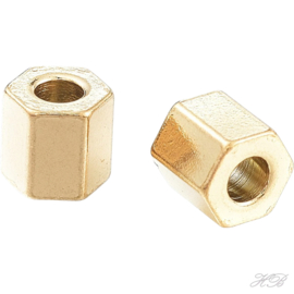 01617 Spacer Hexagon (304 stainless steel IP) Goudkleurig 4mm; gat 1,8mm 3 stuks