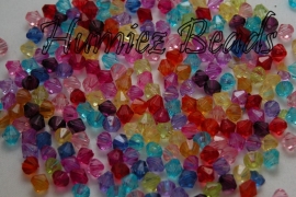 02941 Acryl perle facet bicone Mix color 6mmx6mm 20gramm