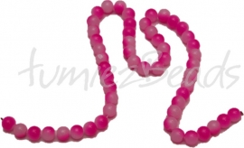 03660 Glaskraal streng (±30cm) double color Roze/wit 8mm 1 streng