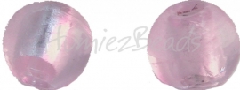 02924 Glaskraal zilverfoil rond Roze 10mm 7 stuks