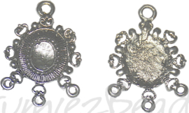 04162 Verdeler cabochon setting Antiek zilver (Nikkelvrij) 36mmx26mmx2mm; binnenzijde 10mmx8mm 4 stuks