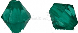 00720 Acryl kraal facet bicone donker groen 6mmx6mm 20gram