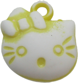 01958 Bedel Hello Kitty acryl Geel/wit 20mmx18mm 6 stuks