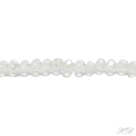 05447 Glaskraal streng (±17cm) rondel (±170pcs) Chrystal AB 1x2mm; gat 0,5mm 1 streng