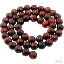 01474 Natuursteen streng (±38cm) Tiger eye Bruin 10mm; gat 1mm 1 streng